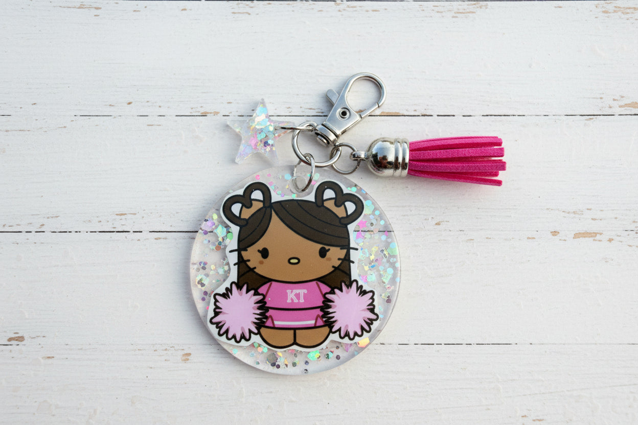 Sanrio Cheerleader Bag Charm | Handmade Sparkly Resin Tassel Keychain