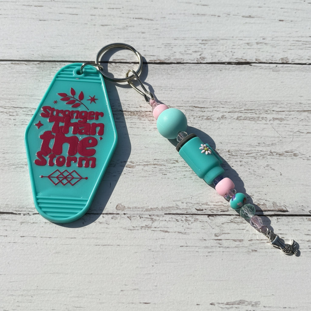 Affirmation Teal Mermaid Motel Keychain | Beaded Cup Mermaid Charm