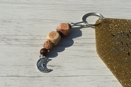 Leo Moon Motel Keychain Beaded Zodiac Bagcharm Boho Chic
