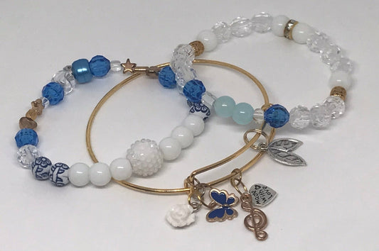 Floral Blue Bracelet Set | Bold Elegance & Confident Style