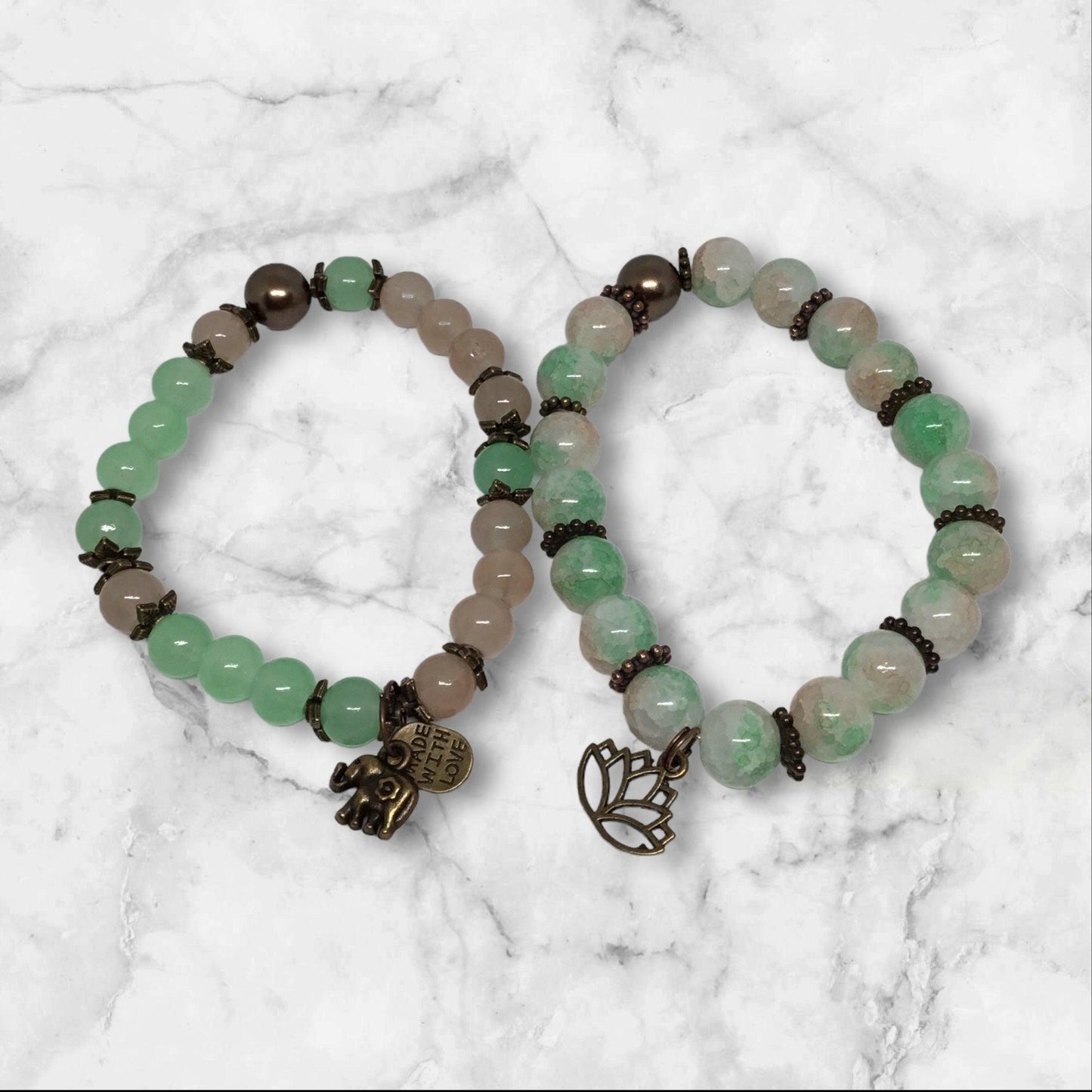 Lotus Leaf | Glass Bead Earthy Bracelet Set - Distinct Designs