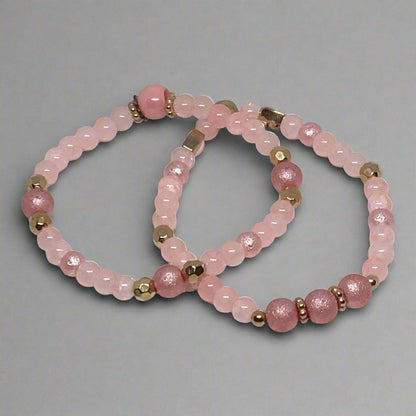 Pink View| Dainty Classic Glass Bead Bracelet Set - Distinct Designs