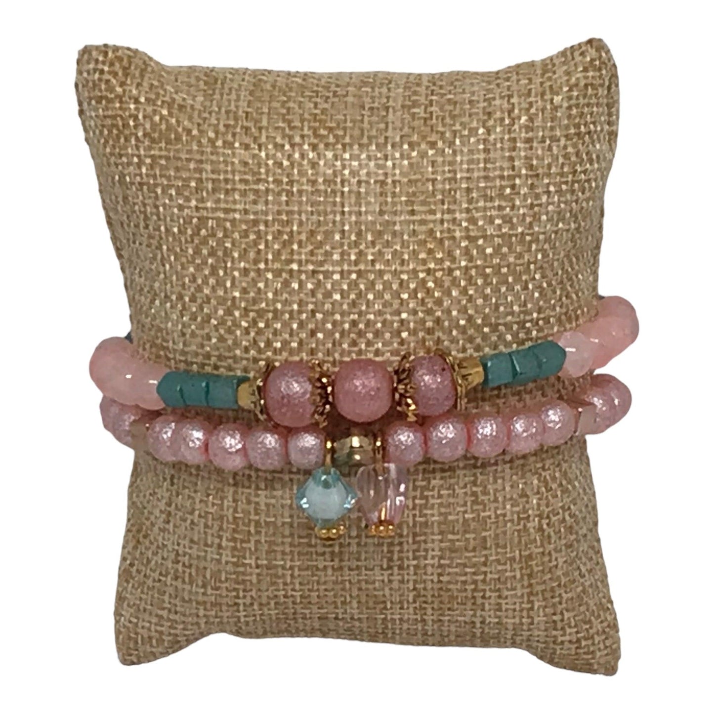 View Finder | Vintage-Inspired Pink and Teal Beaded Bracelet Set - Distinct Designs