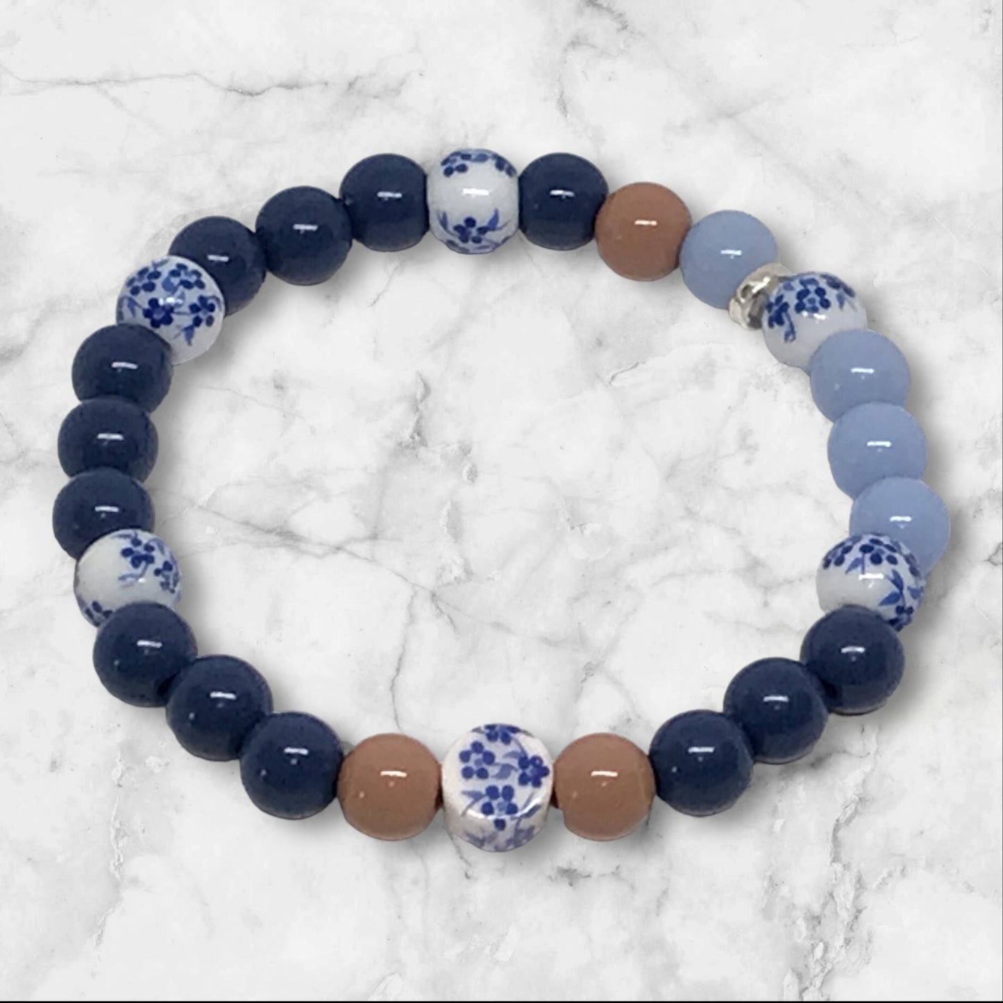 Got The Bag | Bracelet Set Classic Navy Brown and Floral Beads