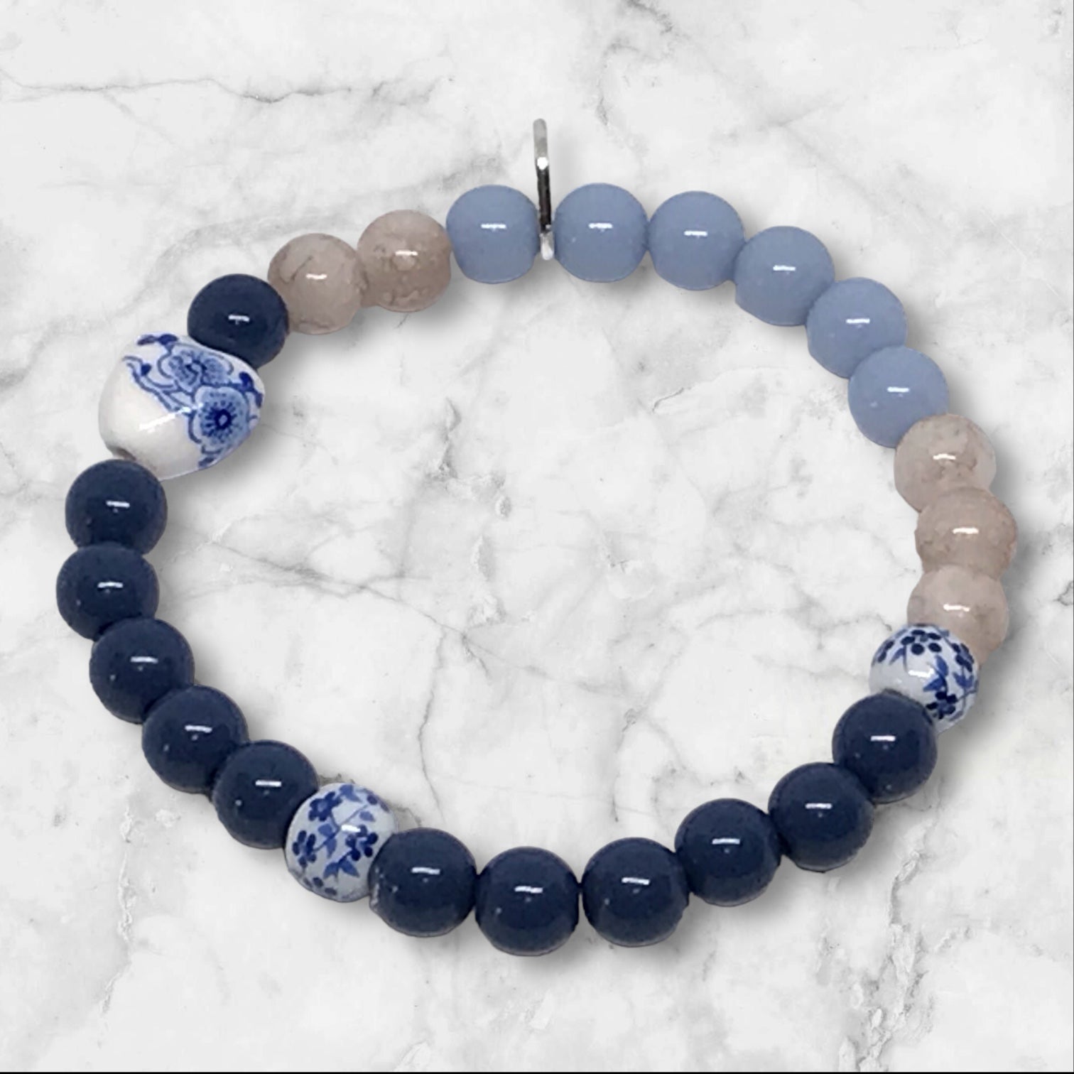 Got The Bag | Bracelet Set Classic Navy Brown and Floral Beads