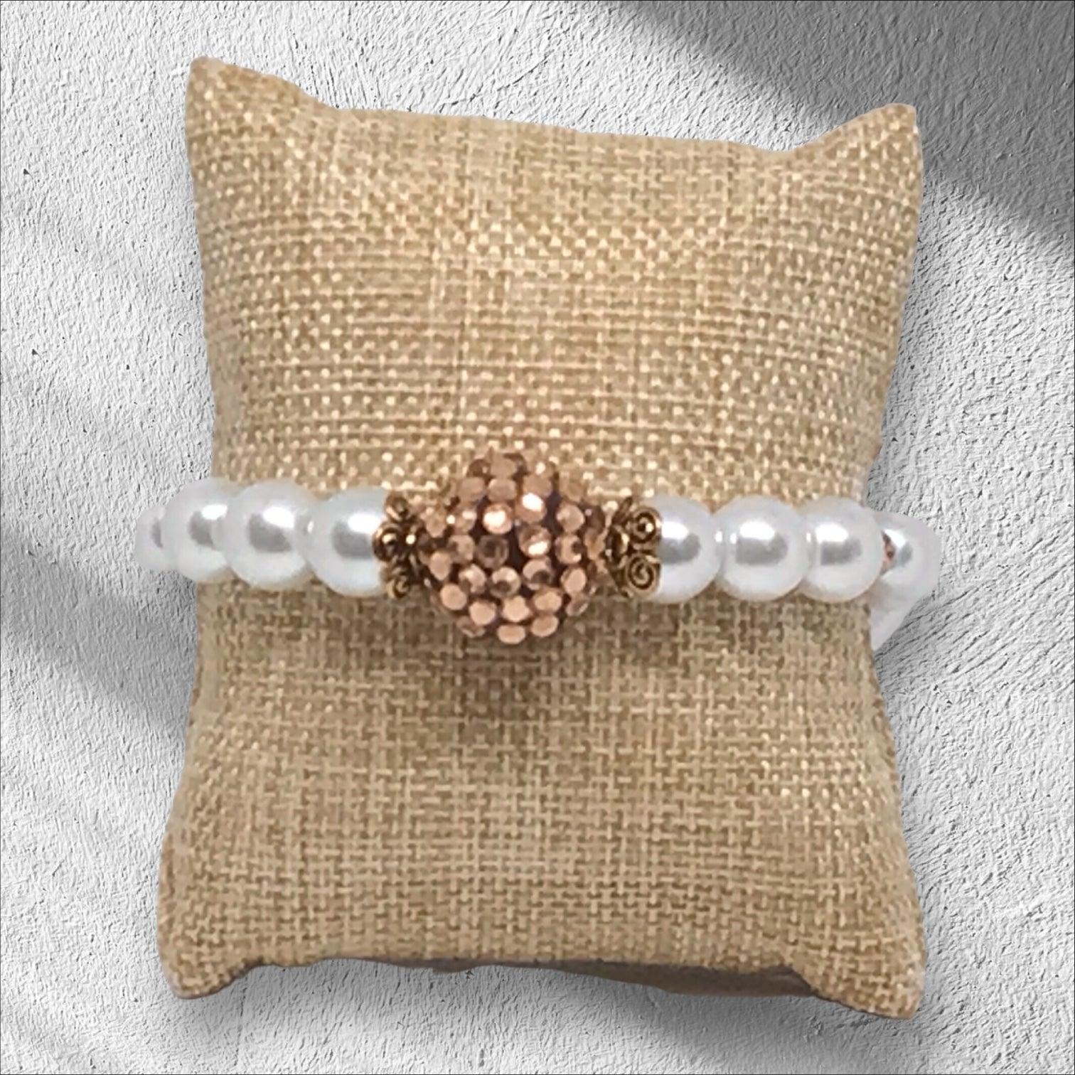 High Maintenance | Glass Pearl Stretch Bracelet Elegant Classy - Distinct Designs