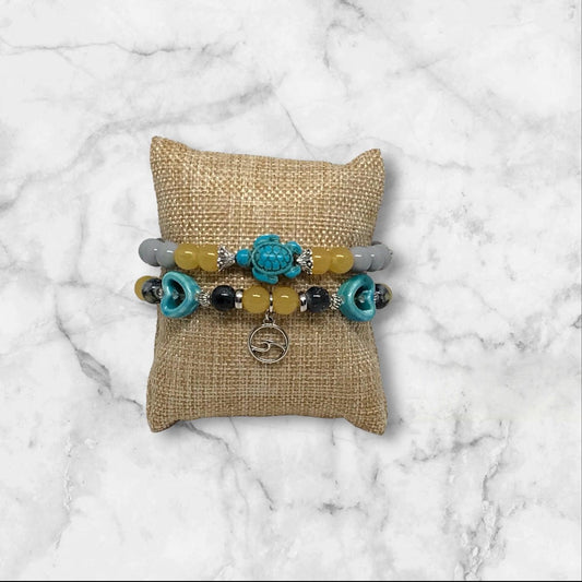 Beach Vibes | Sea-Inspired Charm Stretch Bracelet Set - Distinct Designs