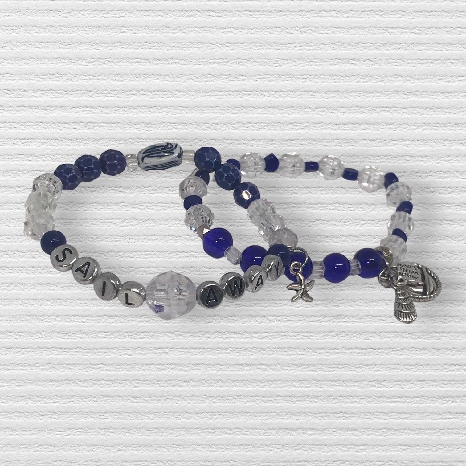 Sail Away | Handmade Blue & White Stretch Bracelet Set - Distinct Designs