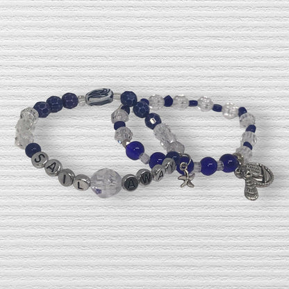 Sail Away | Handmade Blue & White Stretch Bracelet Set - Distinct Designs