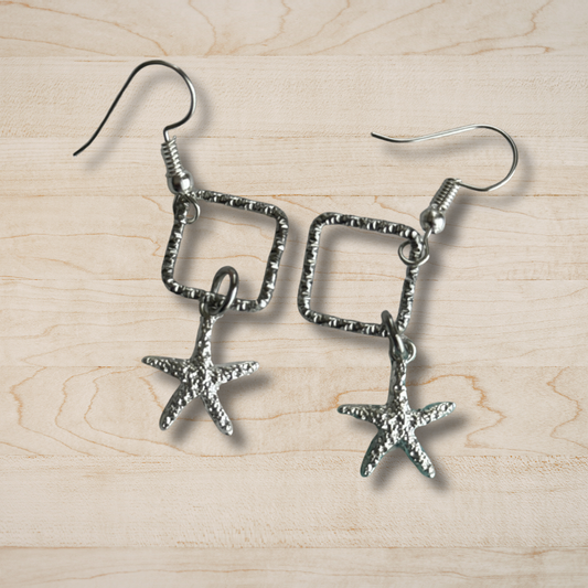 Starfish Earrings | Silver Coastal Dangle Earrings | Tropical Beach-Inspired Jewelry