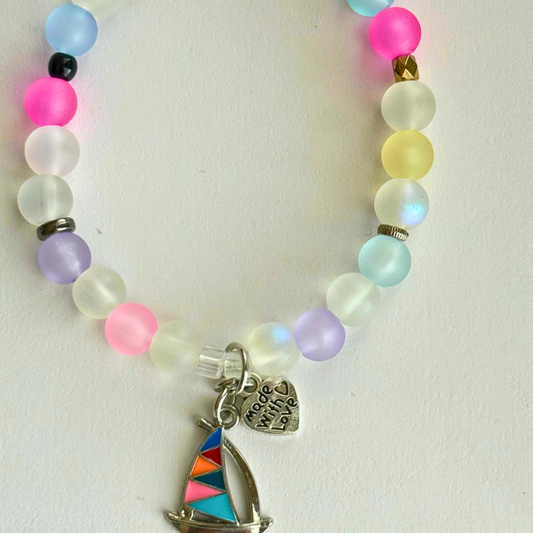 Colorful Island Stretch Bracelets with Sailboat Charm | Beach-Inspired Jewelry