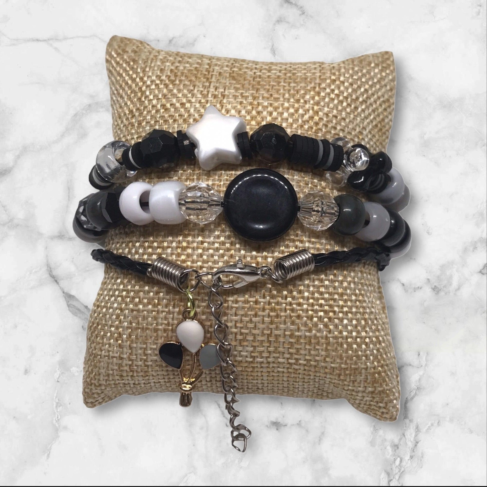 Beaded Friendship & Leather Bracelets Set | A Playful Pop Handmade Jewelry - Distinct Designs