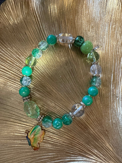 Beaded Glass Charm Bracelet | Nature - Inspired Elegance Handmade Jewelery - Distinct Designs