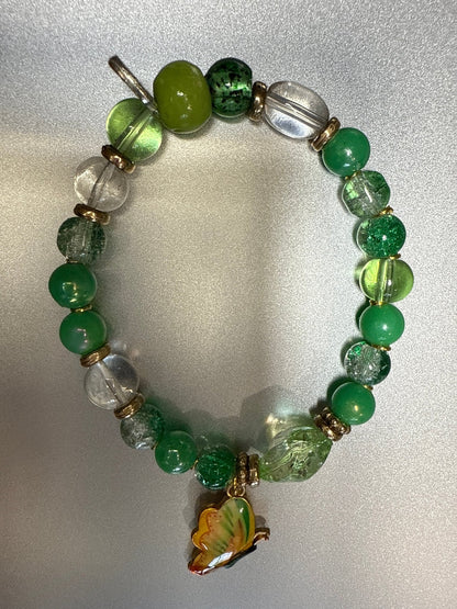 Beaded Glass Charm Bracelet | Nature - Inspired Elegance Handmade Jewelery - Distinct Designs