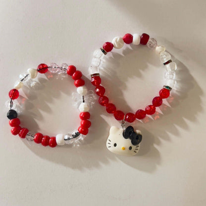 Beaded Hello Kitty Charm Bracelet | A Playful Pop of Cute Charms Handmade Jewelry - Distinct Designs