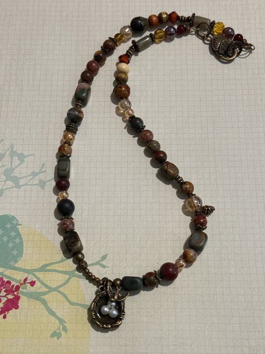 Beaded Natural Gemstone Necklace | Nature - Inspired Elegance Handmade Jewelry - Distinct Designs