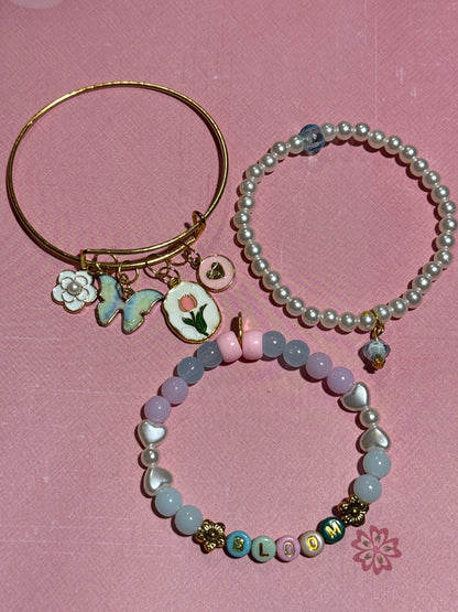 Bloom Bracelet Set | Playful Pastels & Floral Charm - Distinct Designs