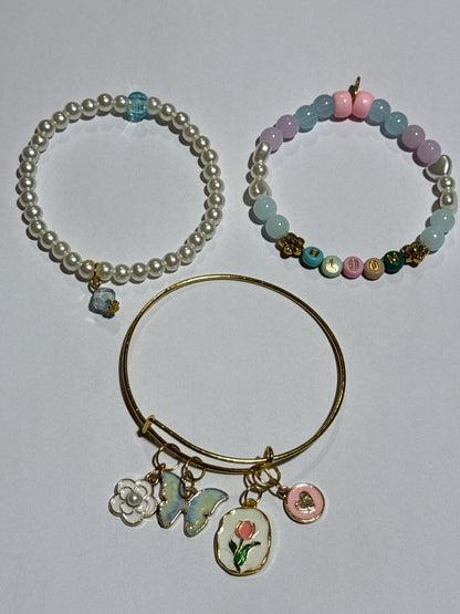 Bloom Bracelet Set | Playful Pastels & Floral Charm - Distinct Designs
