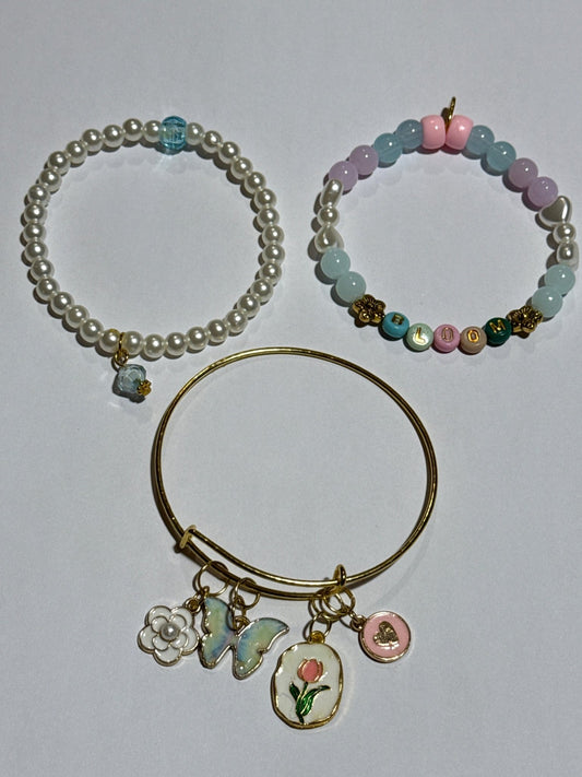Bloom Bracelet Set | Playful Pastels & Floral Charm - Distinct Designs