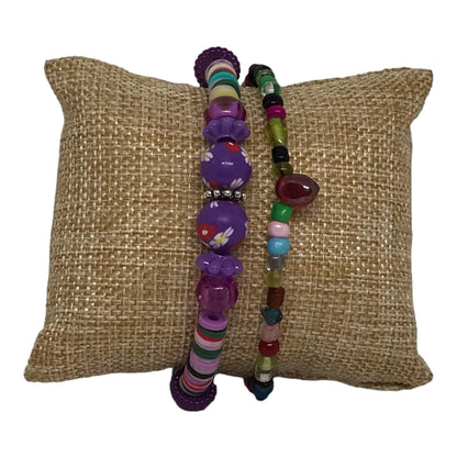 Boho Elegance Mixed Media Stretch Bracelet Set | Boho Chic Handmade Jewelry - Distinct Designs