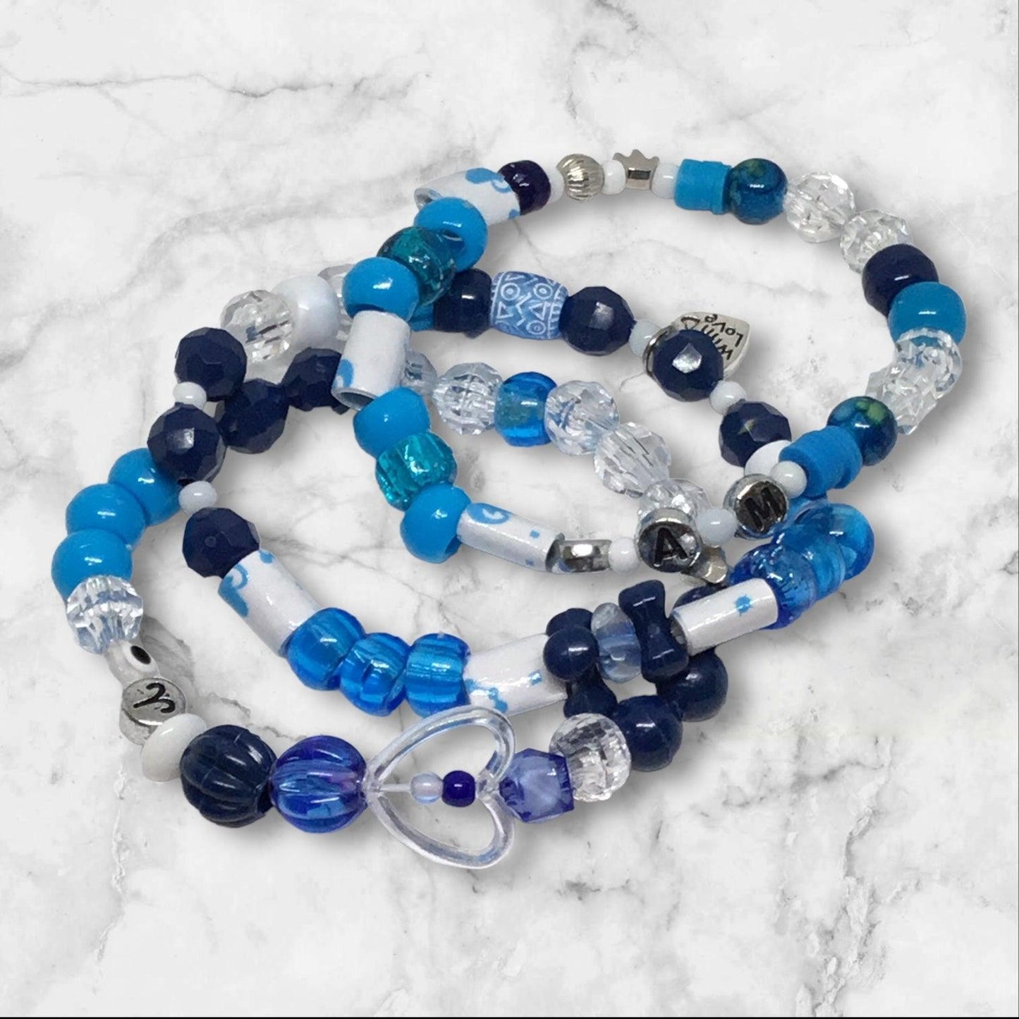 Aries Blues Bracelet Set | Astrology Pony Beads Accessory - Distinct Designs