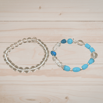 Clear and Blue Glass Beads Bracelet Set | Classic Elegance Handmade Jewelry Collection - Distinct Designs