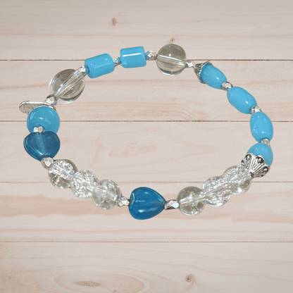 Clear and Blue Glass Beads Bracelet Set | Classic Elegance Handmade Jewelry Collection - Distinct Designs