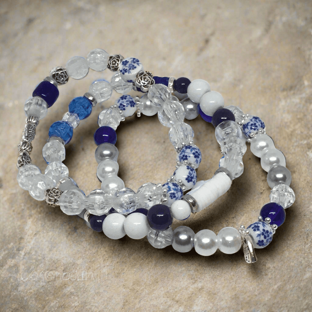 Dainty Denim Bracelet Set – Classic Charm with a Playful Twist - Distinct Designs