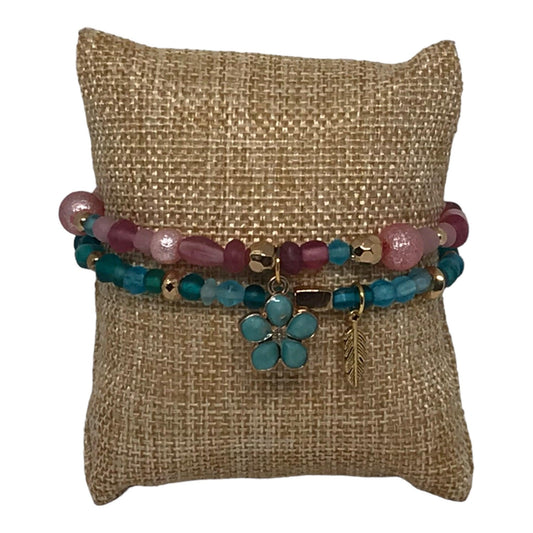 Dainty Floral Glass Beaded Bracelet Set | Boho Chic Handmade Jewelry - Distinct Designs