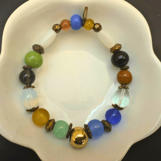Eclectic Glass Beaded Bracelet | Boho Charm & Nature - Inspired Elegance - Distinct Designs