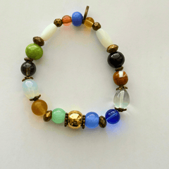 Eclectic Glass Beaded Bracelet | Boho Charm & Nature - Inspired Elegance - Distinct Designs