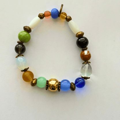 Eclectic Glass Beaded Bracelet | Boho Charm & Nature - Inspired Elegance - Distinct Designs