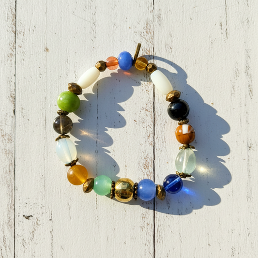 Eclectic Glass Beaded Bracelet | Boho Charm & Nature - Inspired Elegance - Distinct Designs