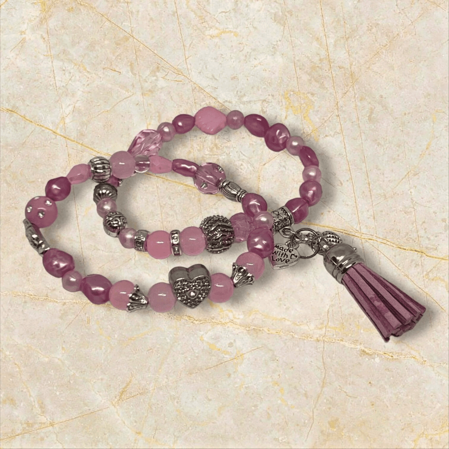 Eclectic PInk Beaded Bracelet Set | Coastal Landing Handmade Jewelry - Distinct Designs