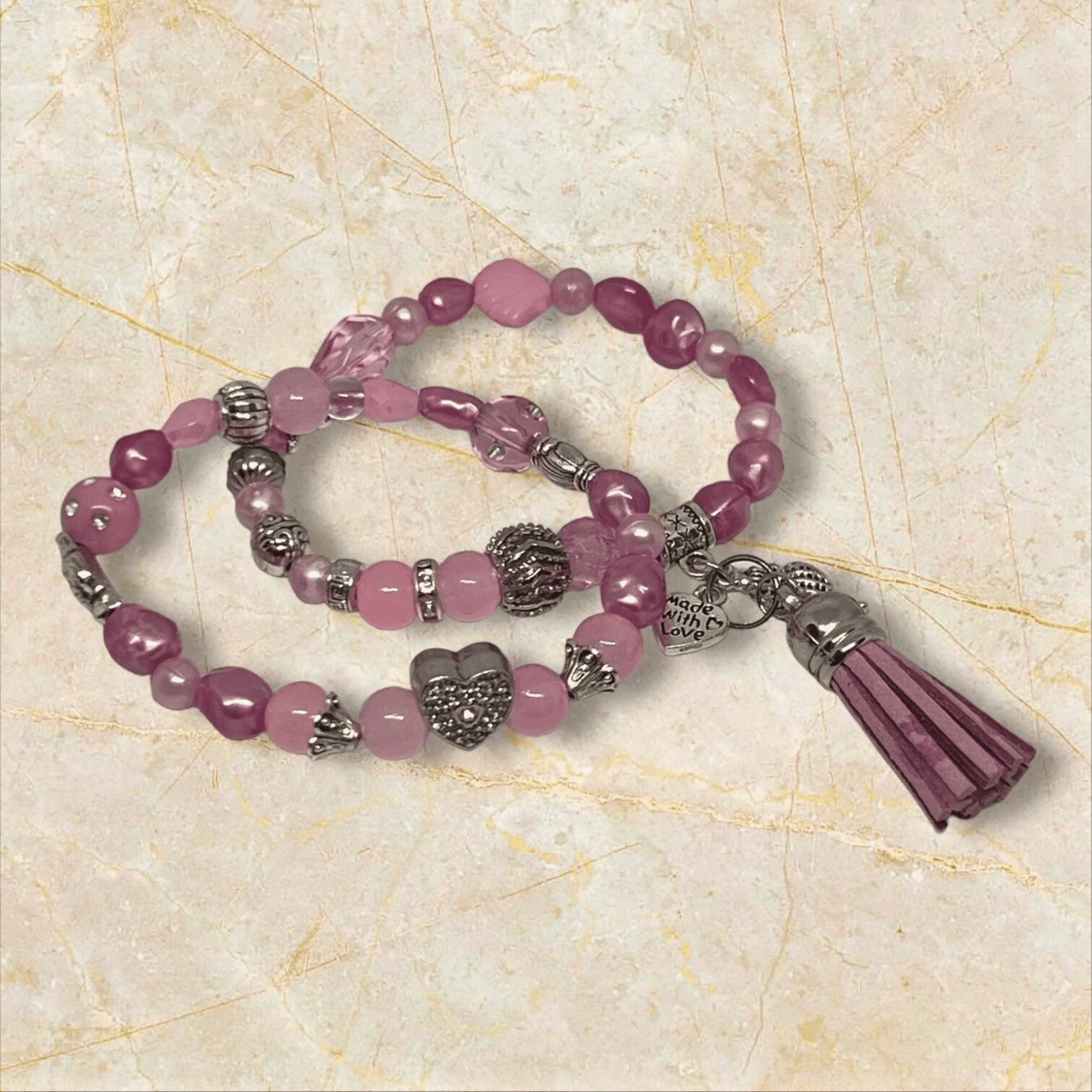 Eclectic PInk Beaded Bracelet Set | Coastal Landing Handmade Jewelry - Distinct Designs