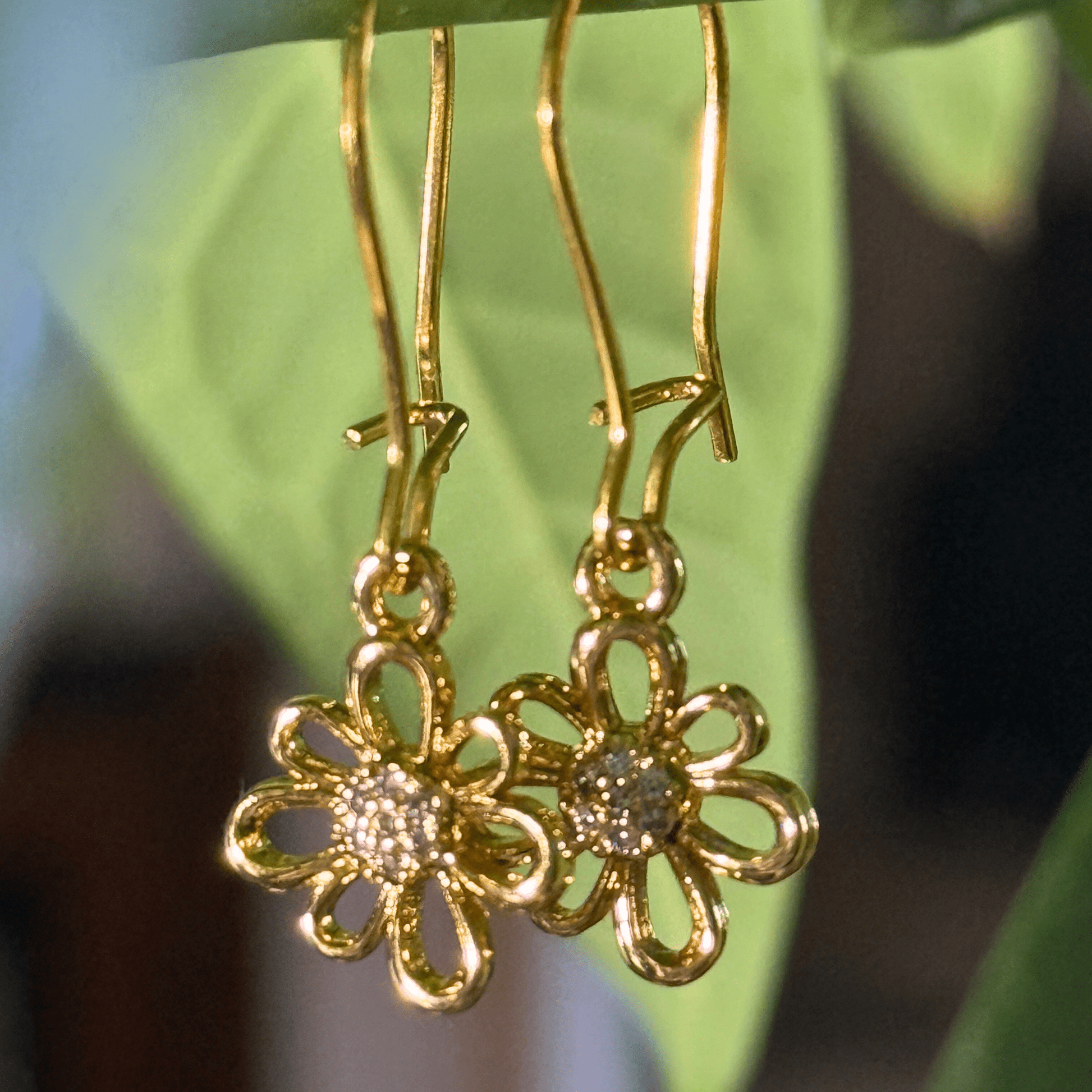 Flower Charms 18K Gold Plated Earrings | Woodland Handmade Jewelry - Distinct Designs
