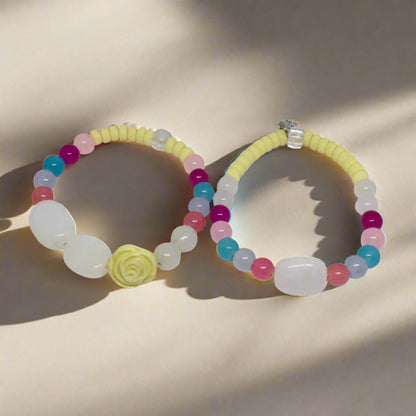 Glass Bead Bracelet Set | Nature - Inspired Elegance Handmade Jewelry - Distinct Designs