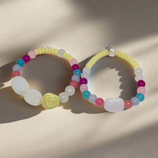 Glass Bead Bracelet Set | Nature - Inspired Elegance Handmade Jewelry - Distinct Designs