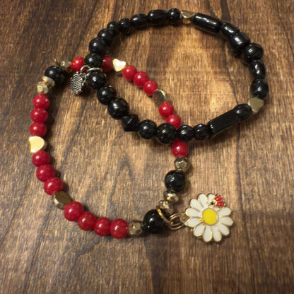 Glass Bead Charm Stretch Bracelet Set | Nature - Inspired Elegance Handmade Jewelry - Distinct Designs