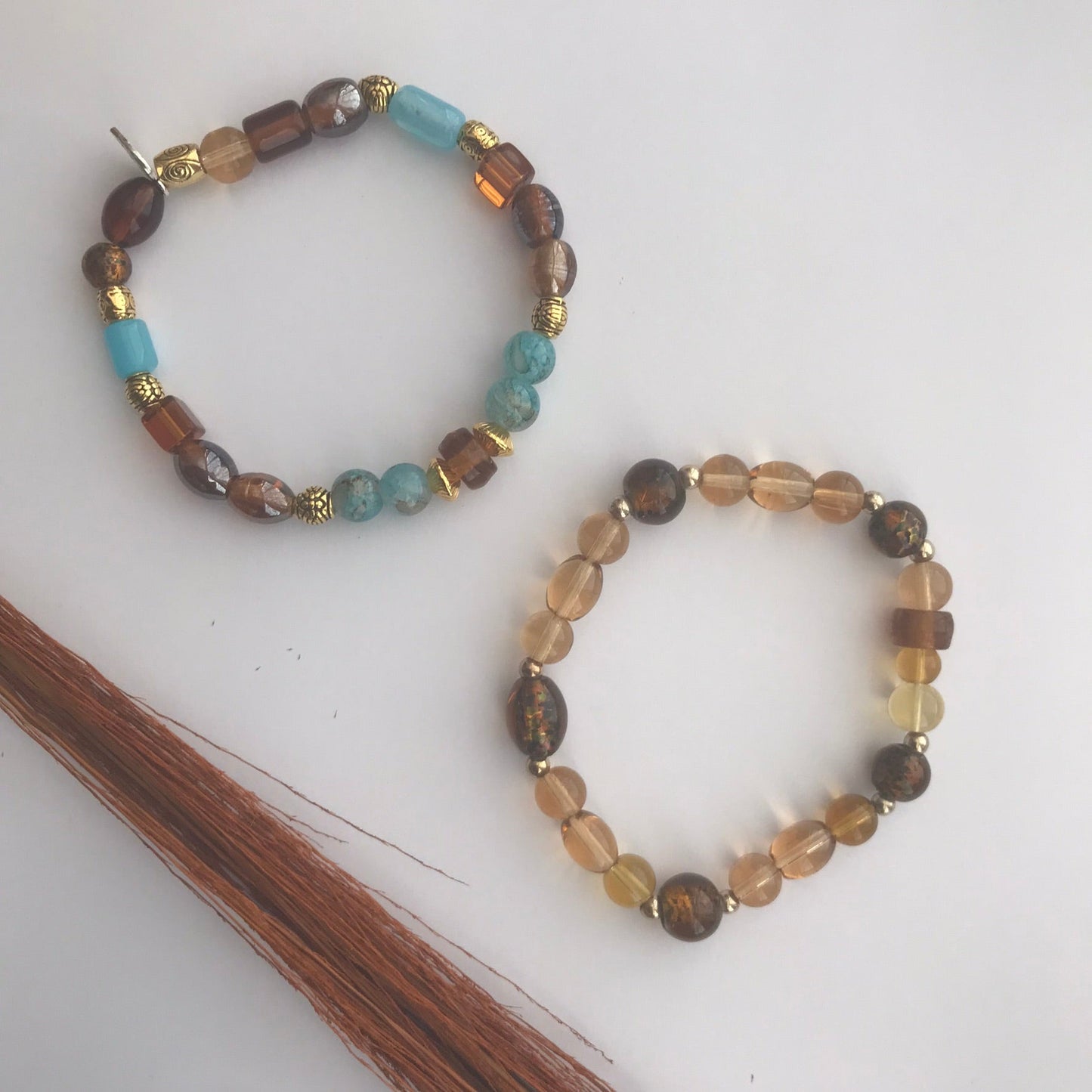 Glass Beaded Bracelet Set | Boho Chic Coastal Earthy Tones Handmade Jewelry - Distinct Designs