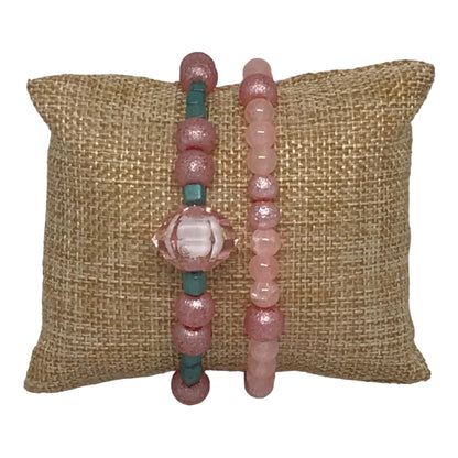 Glass Beaded Bracelet Set | Classic Elegance Handmade Jewelry - Distinct Designs