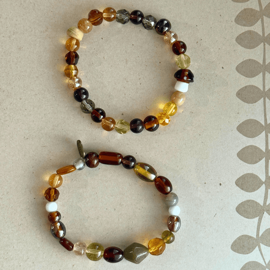 Glass Beaded Earthy Bracelet Set | Woodland Handmade Jewelry - Distinct Designs