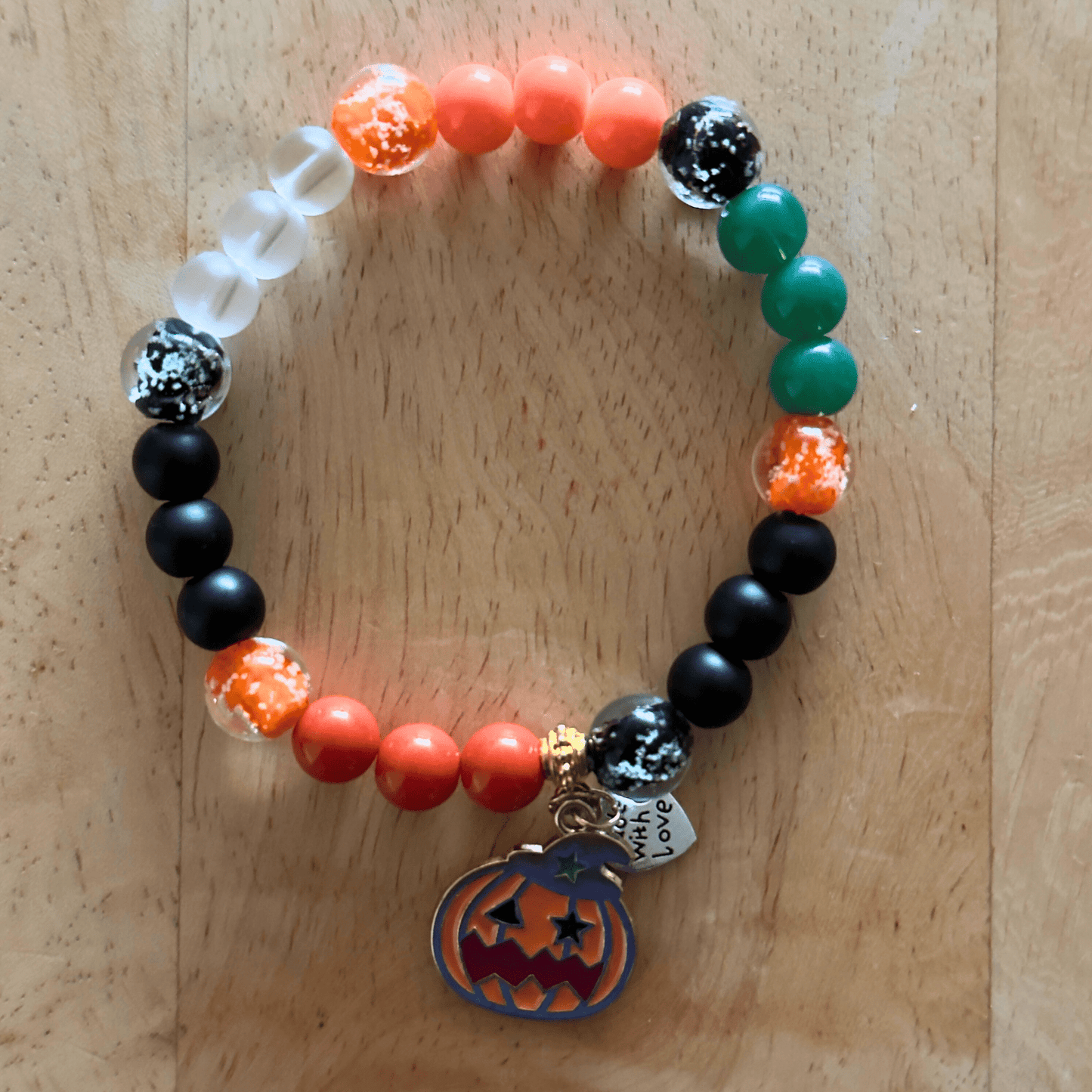 Glass Beaded Halloween Stackable Stretch Bracelet | Witchy Glow Handmade Jewelry - Distinct Designs