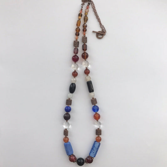 Glass Beaded Necklace | Eclectic Bohemian Handmade Jewelry - Distinct Designs