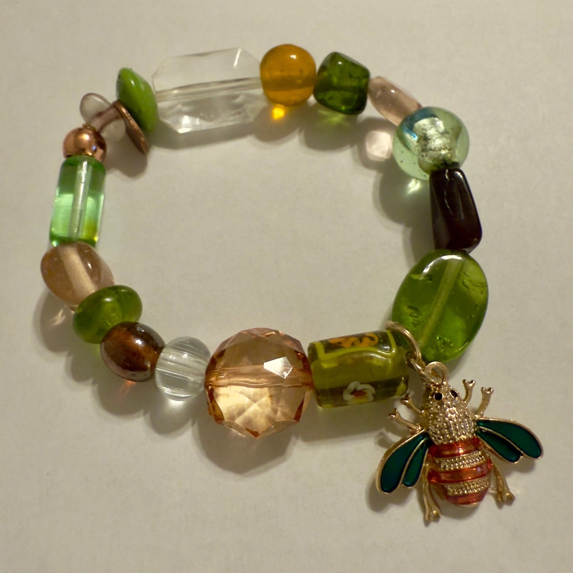 Glass Beaded Stretch Bracelet | Nature - Inspired Elegance Handmade Jewelry - Distinct Designs