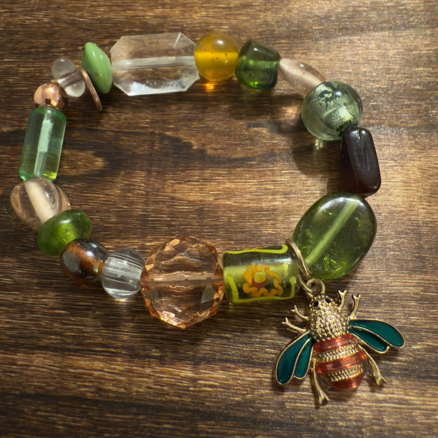 Glass Beaded Stretch Bracelet | Nature - Inspired Elegance Handmade Jewelry - Distinct Designs