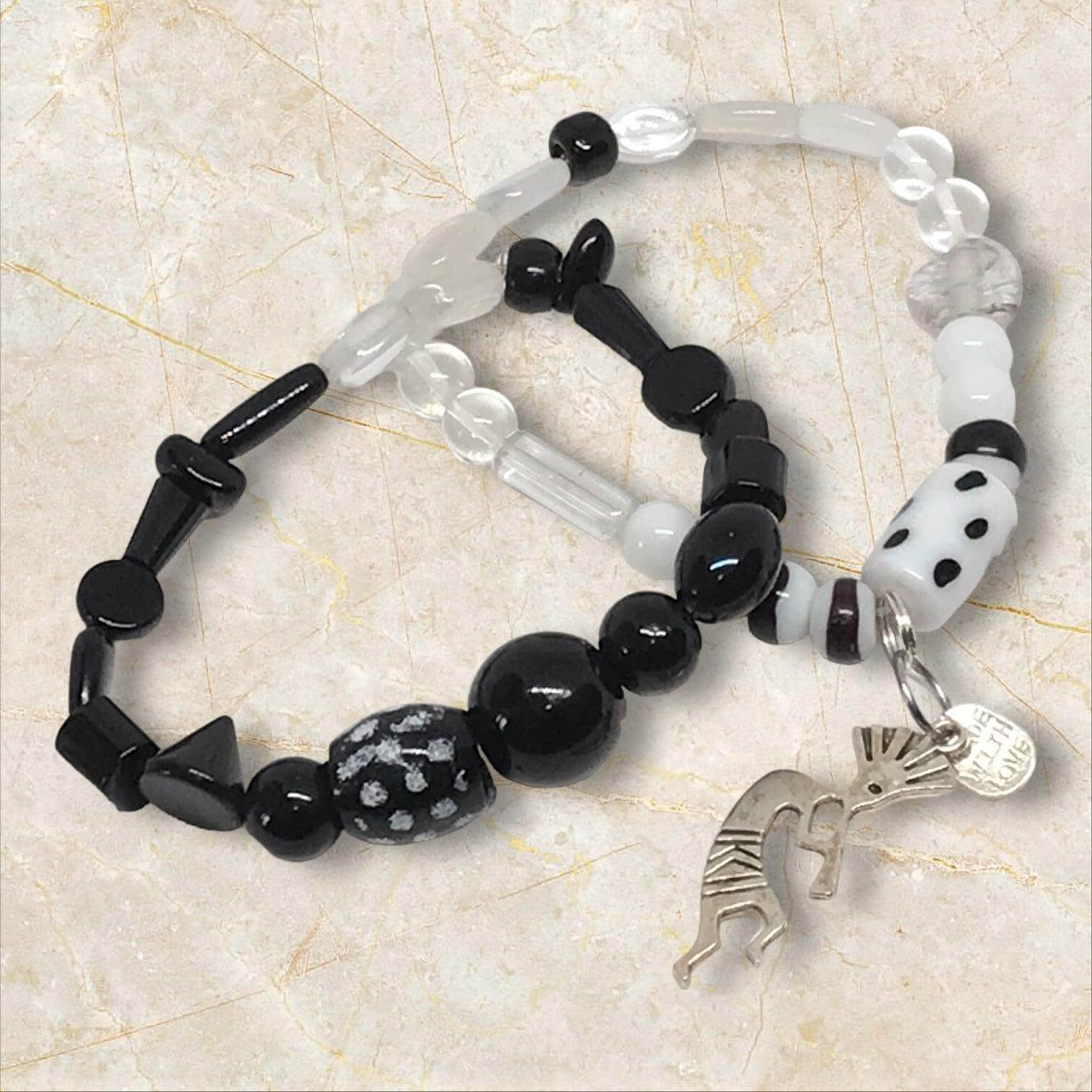 Glass Beads Stretch Bracelet Set | Bold Tribal Boho Handmade Jewelry - Distinct Designs