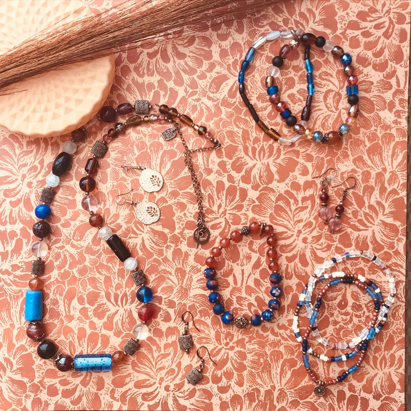 Glass Beads Stretch Bracelet Set | Earthy Vibrant Handmade Jewelry - Distinct Designs