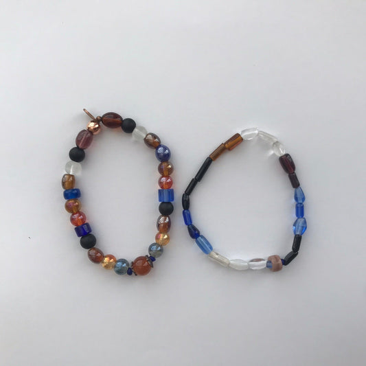 Glass Beads Stretch Bracelet Set | Earthy Vibrant Handmade Jewelry - Distinct Designs