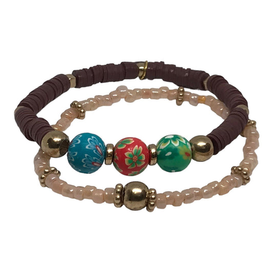 Glass & Clay Beads Bracelet Set |Boho Chic Handmade Jewelry - Distinct Designs